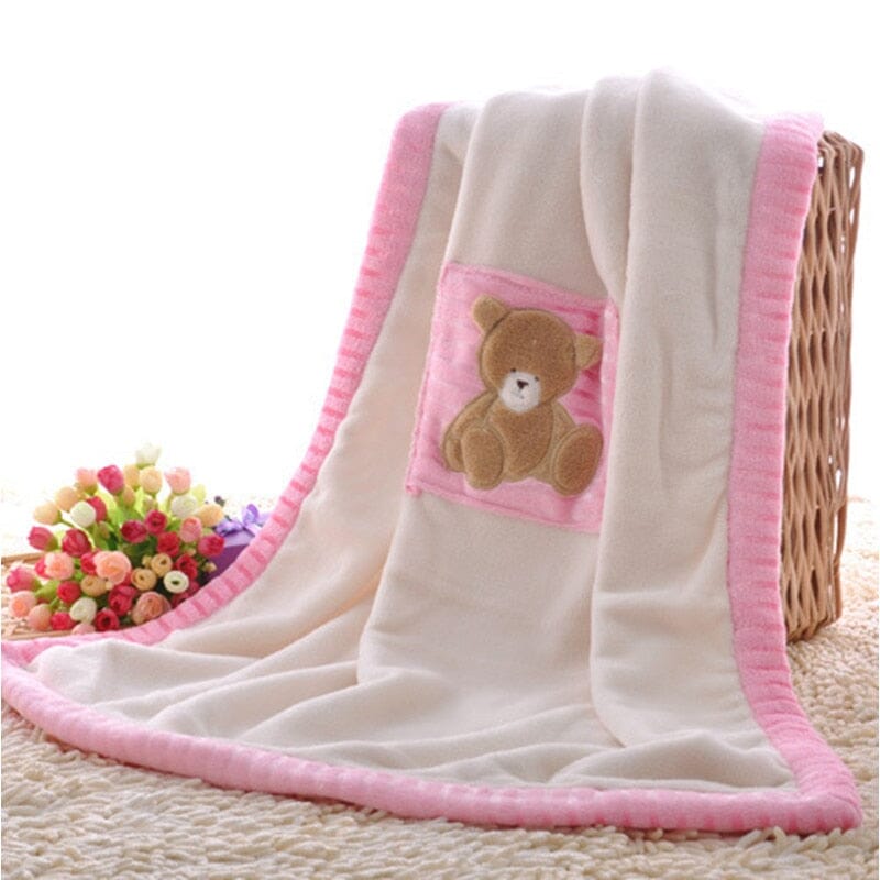 Bear Baby Blanket Bed + Bath USAdrop Light Pink 