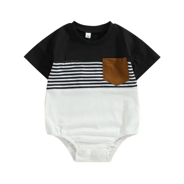 Newborn Infant Stripe Romper Newborn + Infant Baby Boujee Black 0-6M 