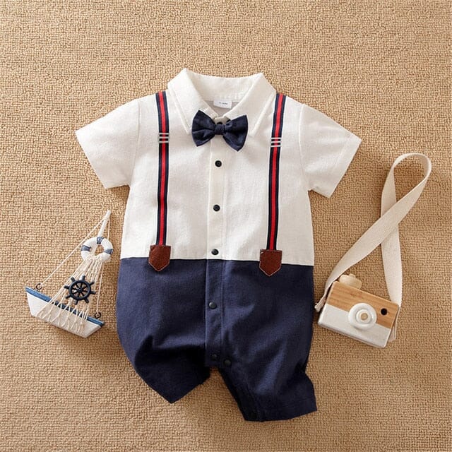 Suspender Romper Newborn + Infant Baby Boujee Navy Blue 0-3M 