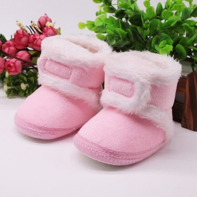 Deluxe Fur Boots Shoes + Socks USAdrop Pink 0-6M: 4.52" (11.5cm) 