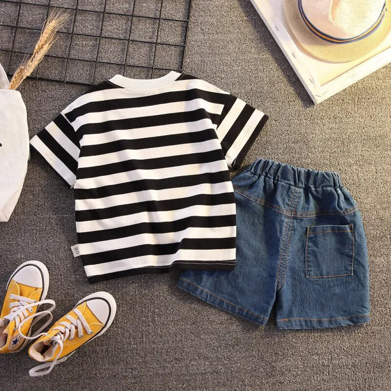 Baby Boy Summer Striped Outfit Set