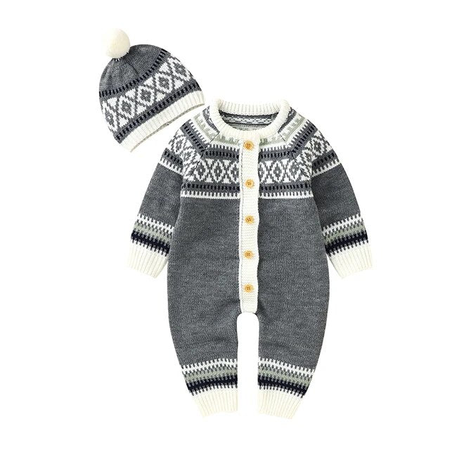 Cozy Winter Baby Romper Boys Clothing Baby Boujee Grey 6M 