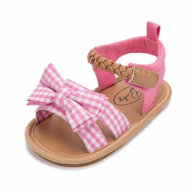 Little Bow Bliss Sandals Shoes + Socks Baby Boujee Pink 0-6M 