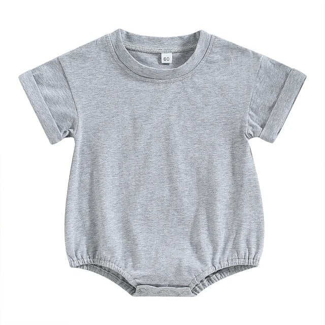 Summer Baby Solid Romper Unisex Clothing Baby Boujee Grey 6M 