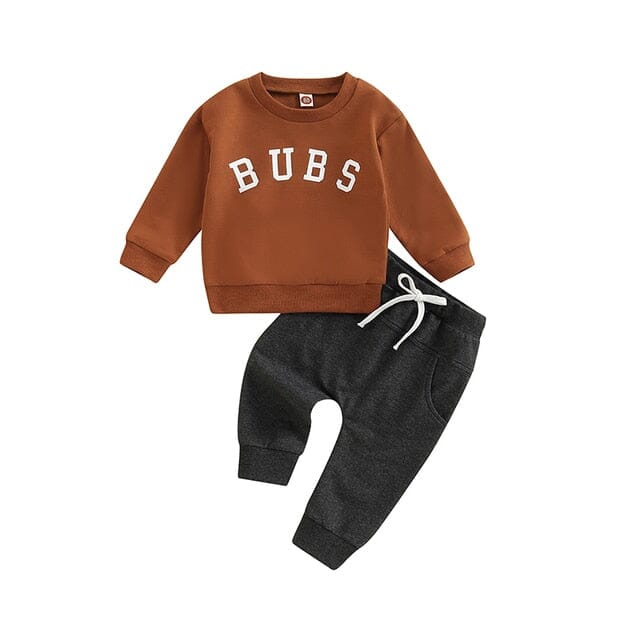 Bubs Set Boys Clothing Baby Boujee Burnt Orange + Charcoal 6M 